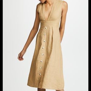 Faithfull the Brand Linen Button-front Midi Dress sz M
